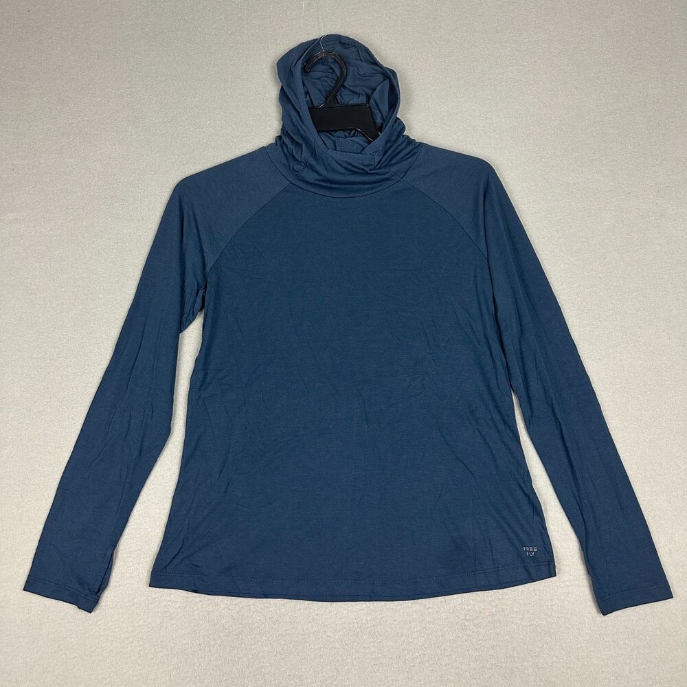 Free Fly Apparel Women's Navy Blue Lightweight Hooded Long Sleeve Top